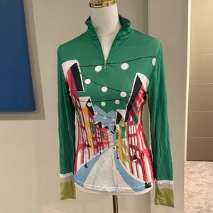 Green and Red Graphic Long Sleeve Base Layer